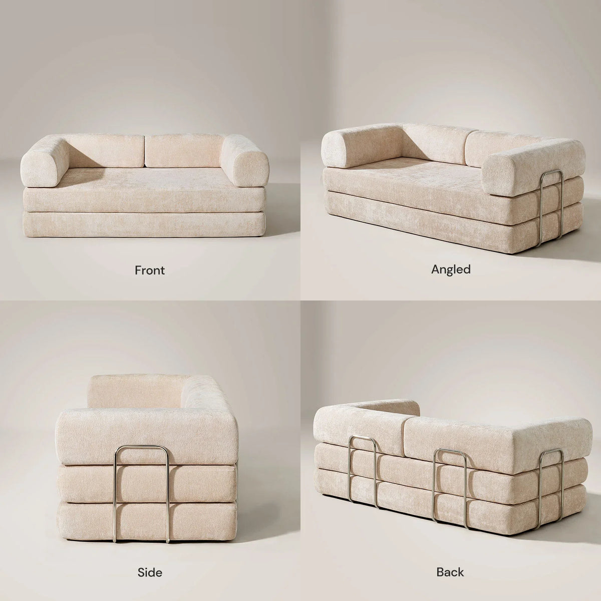 Hugo Cream Vacuum-Packed Convertible Sofa Bed-3