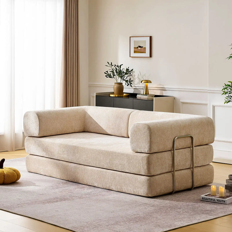 Hugo Cream Vacuum-Packed Convertible Sofa Bed-0