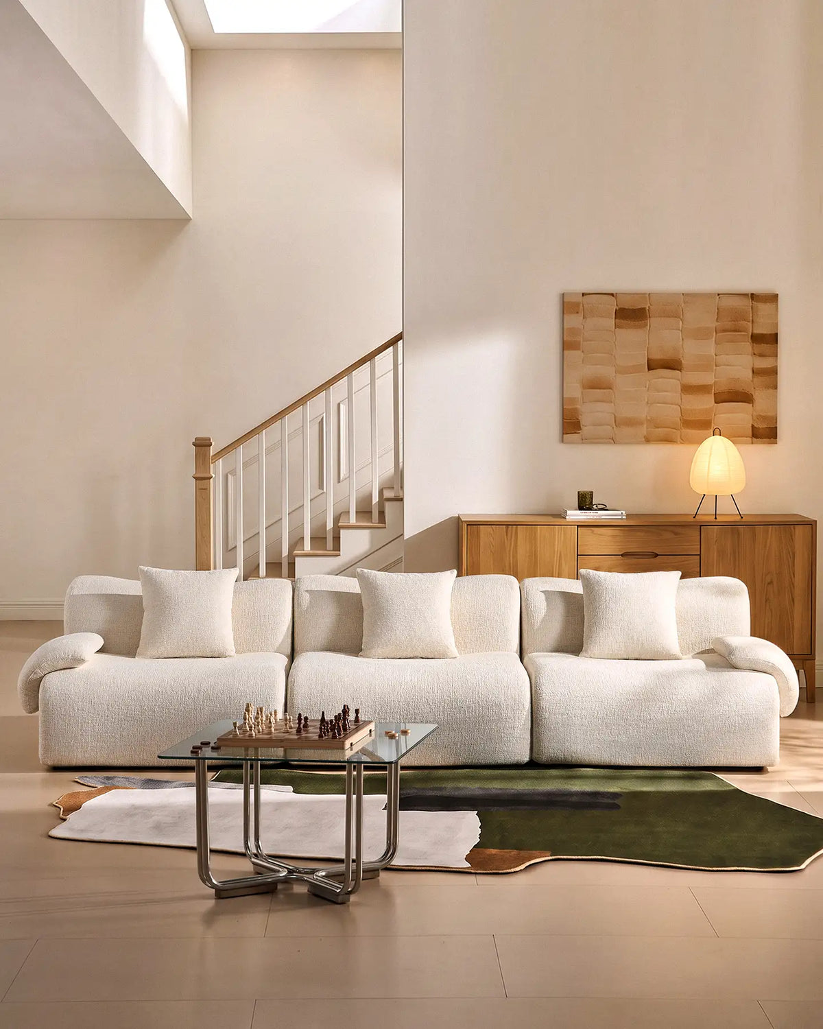 Nola Cream Chenille Vacuum-Packed Modular Sofa-0