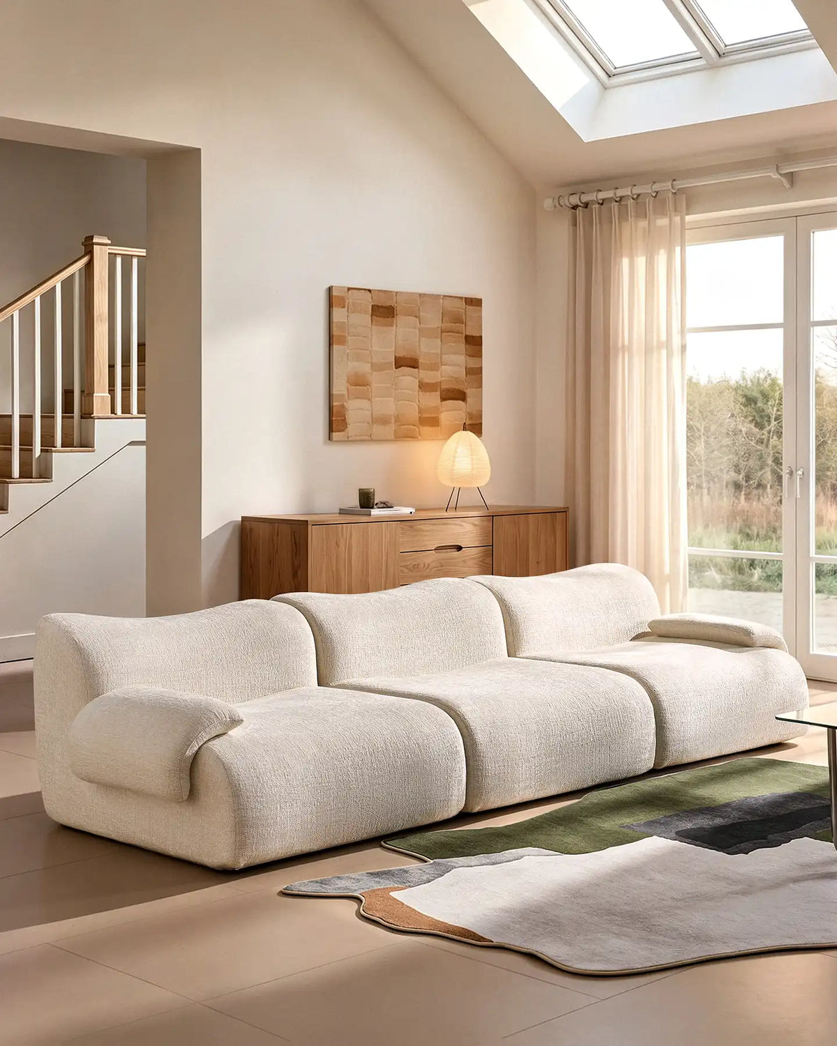 Nola Cream Chenille Vacuum-Packed Modular Sofa-3