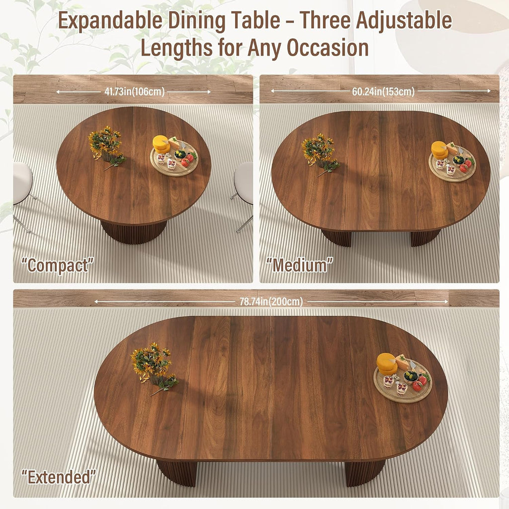 Modern Farmhouse Walnut Round Extendable Dining Table